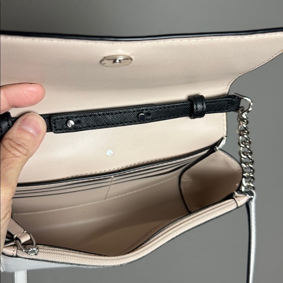Kate Spade Blush Pink & White Crossbody Bag Silver Hardware 7.5x5x2 Spring - Picture 7 of 9